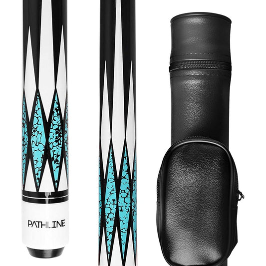 Pathline Pool Cue Kit - 58" Canadian Maple Billiard Pool Stick with Hard Black Case (18oz 19oz 20oz 21oz) (Blue Kit 18oz)