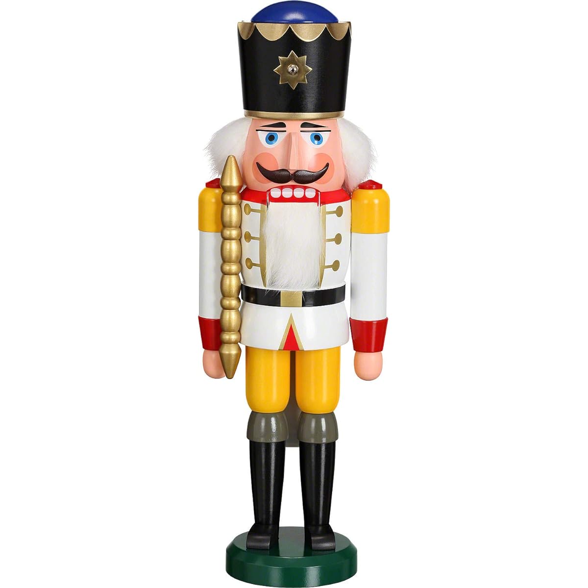 Nutcracker King, white, height 39 cm, original, folk art from the Erzgebirge, Seiffen