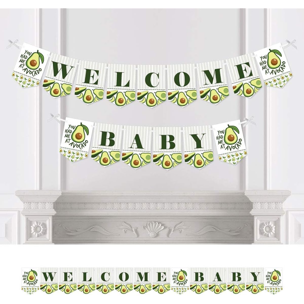 Big Polka Dots of Happiness Hello Avocado - Fiesta Baby Shower Bunting Banner - Party Decorations - Welcome Baby