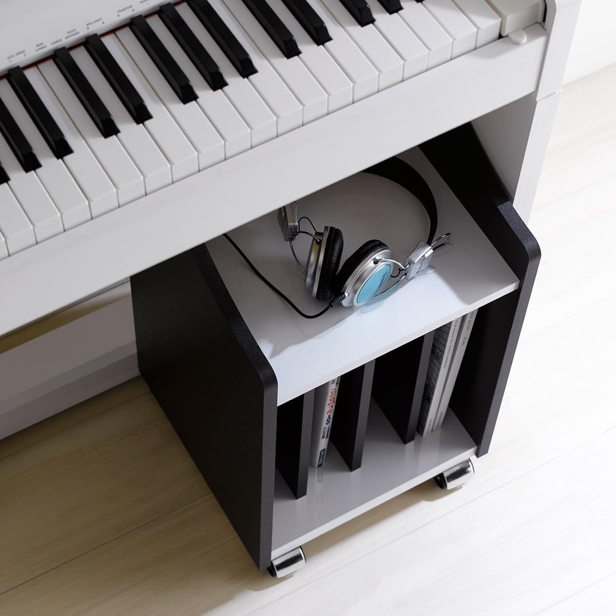 Rack Piano Wagon Width 30cm with Casters Wooden Under-piano Storage