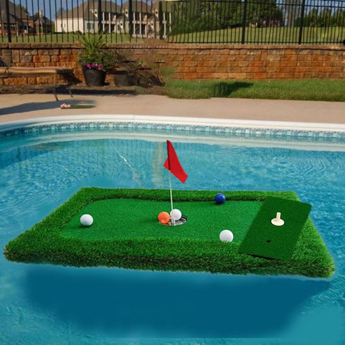 Vilemoon Pool Floating Golf Green Floating Chipping Mat Golf Putting Mat Outdoor Backyard Pool Games for Family and Friends(24"x35")