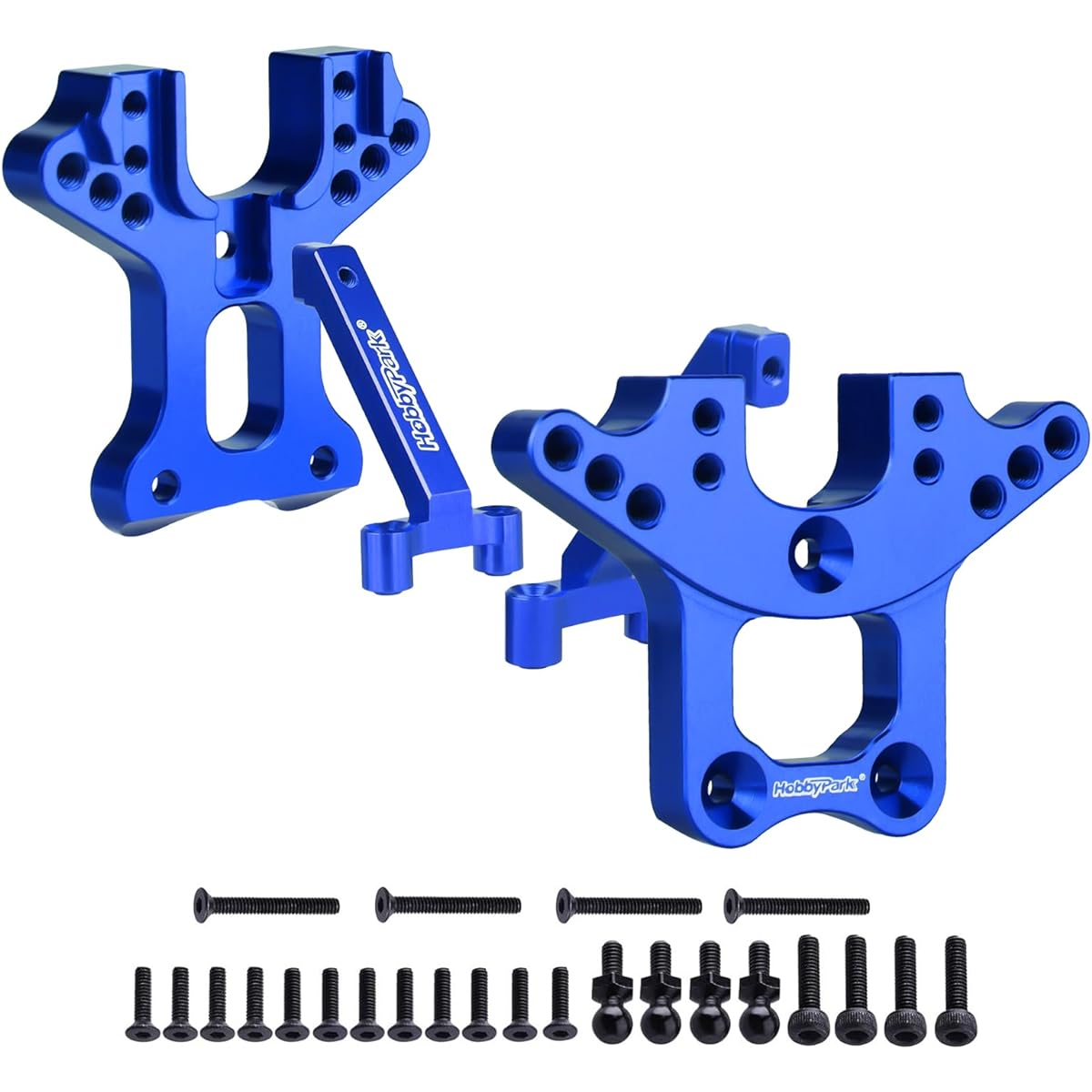 Hobbypark Aluminum Shock Towers (Front & Rear) & Shock Tower Brace Replacement Parts for Traxxas 1/18 LaTrax Teton Desert Prerunner 7637 (Pack of 4) (Navy Blue)