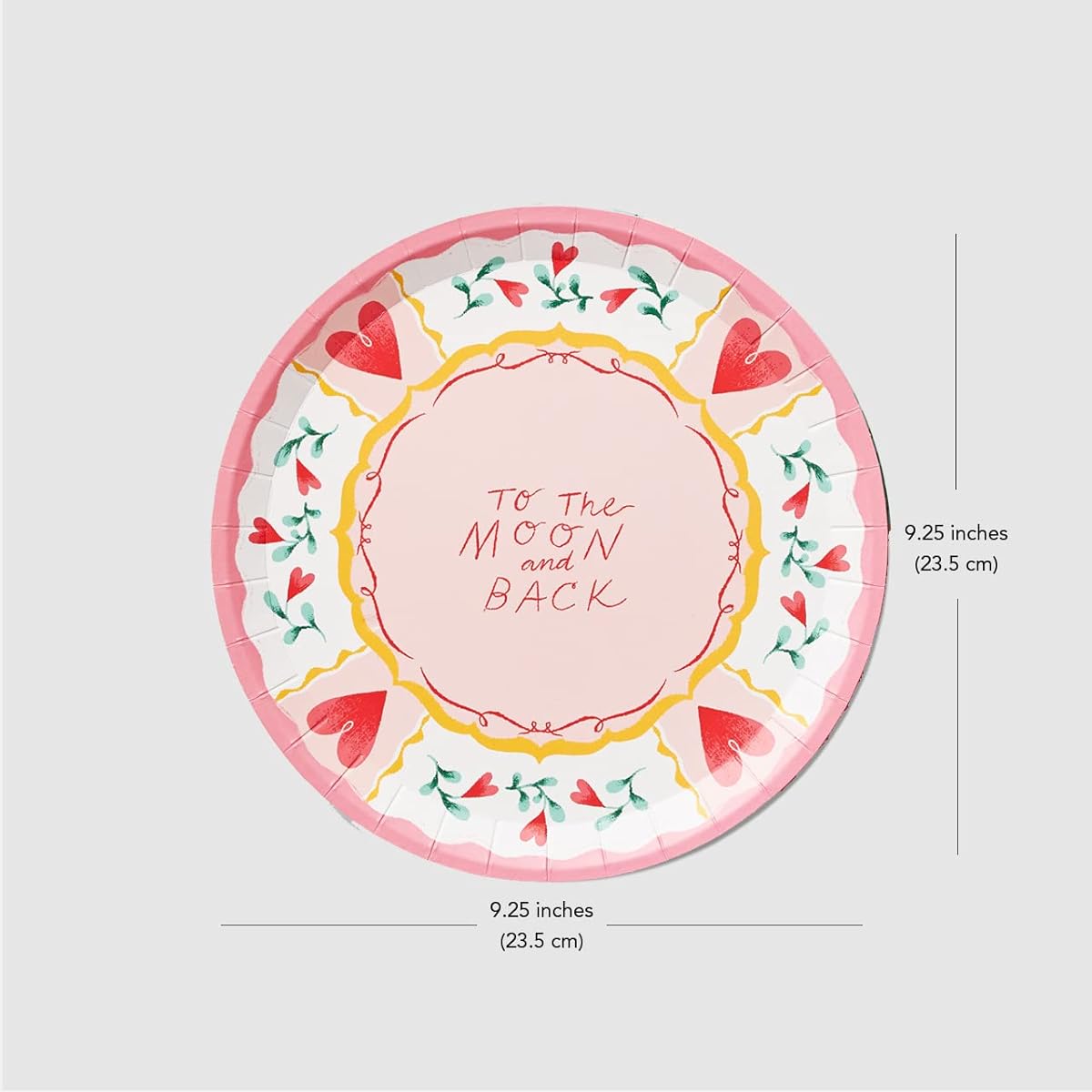 Coterie All You Need Is Love Paper Plates (Set of 10) - Hearts and Flowers Party Plates for Valentine Decorations | 9.25" Fancy Paper Plates | 2 of Each Design