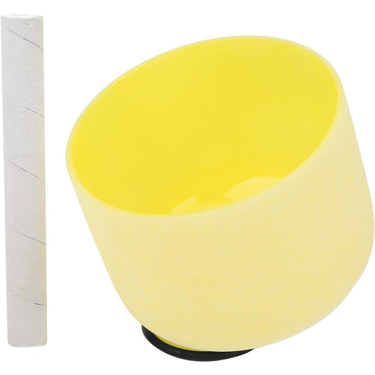 Atyhao Crystal Bowl, Quartz, Meditation, Decoration, Musical Instrument Bowl, Note B Singing Bowl, Healing Tone, Portable, Home (Yellow)