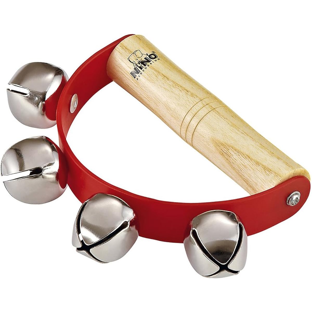 [Nino Percussion] Nino Percussion Handheld Sleigh Bells with Wooden Grip, Red NINO962 [Parallel Import]