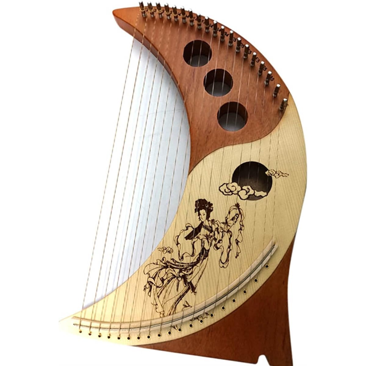 WowZza 19 String Lyre Harp Wooden Lyre Harp, Wooden with Tuning Wrench, Lyre Harp for Beginners