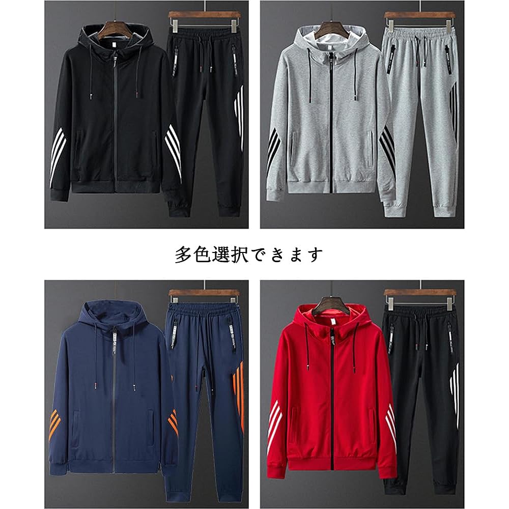 [CUEPANDA] Men's Jersey Top and Bottom Set, Plain, Large Size, Hooded, Sweatshirt, Sportswear, Running Wear, Casual, Sports, Autumn/Winter