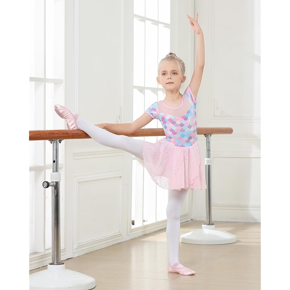 Gogokids Ballet Leotard, Children's Dress, Skirt Included, Ballet Wear for Kids, Dance, Rhythmic Gymnastics, Practice Wear, Lesson Wear, Recital