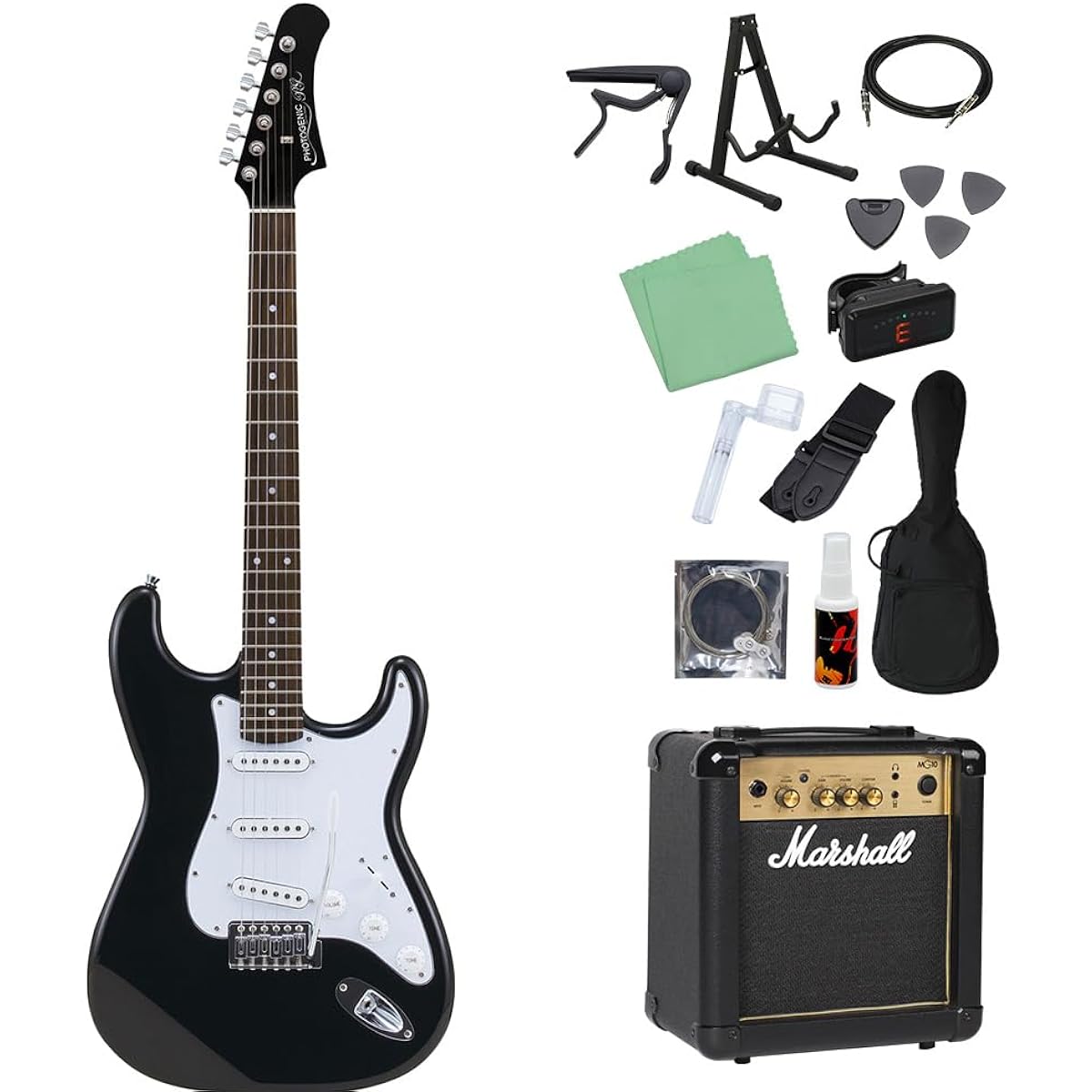 Photogenic ST-180 HBK Electric Guitar Beginner 14-piece Set [Includes MG10] Stratocaster Type Photogenic