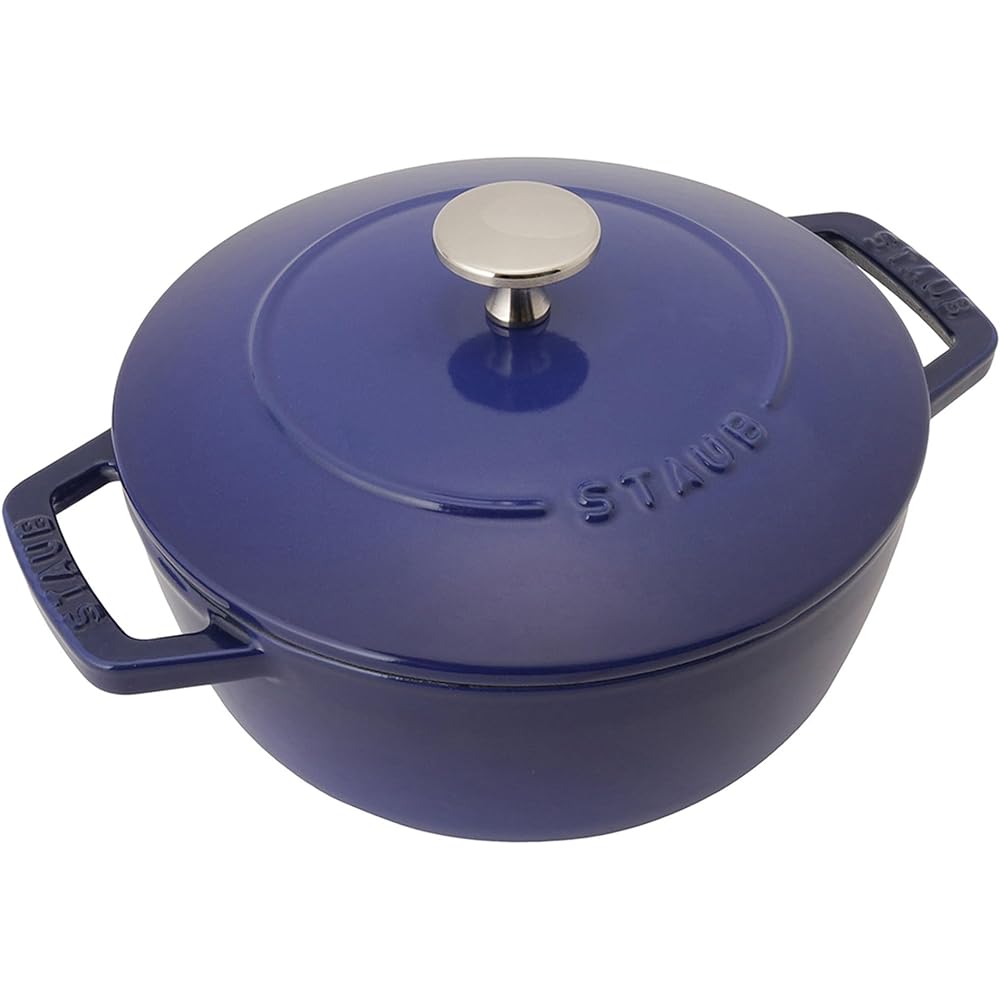 staub Pico Cocotte Round 10cm Royal Blue Small Hand Cast Enamel Pot Ovenable