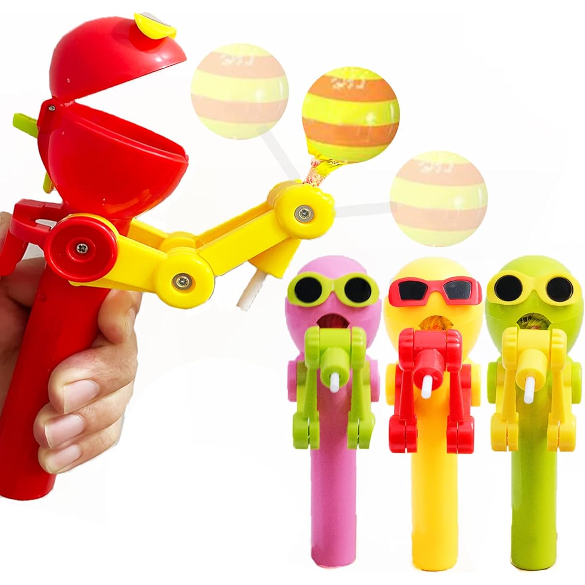 HDLNKAK 4pcs Lollipop Case Lollipop Robot Holder Creative Lollipop Robot Toy Creative Design Eating Lollipop Lollipop Holder Robot Gift Easter Fun Gift for Kids Ages 3+ (No Lollipop)