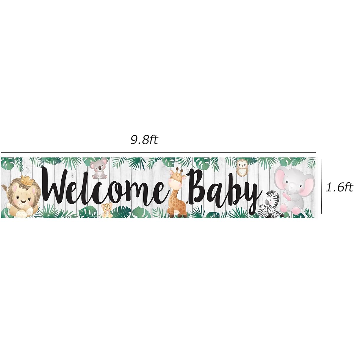 Large Jungle Safari Welcome Baby Yard Banner Sign 10 x 1.5ft Jungle Safari Baby Shower Party Supplies Decorations Outdoor & Indoor Party Decorations Banner
