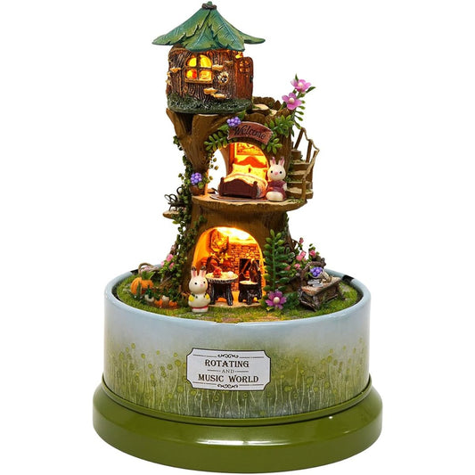 ASIDIY Dollhouse Miniature DIY Dollhouse Kit with Furniture Music Movement and Dust Proof Included (The Forest Whim)