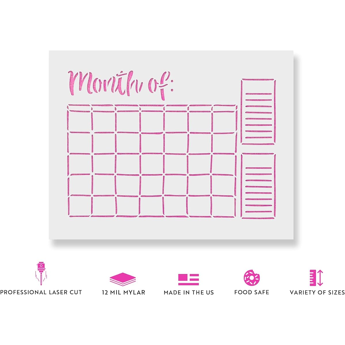 Calendar Stencil Templates - Reusable Stencils for Painting Small & Large Sizes