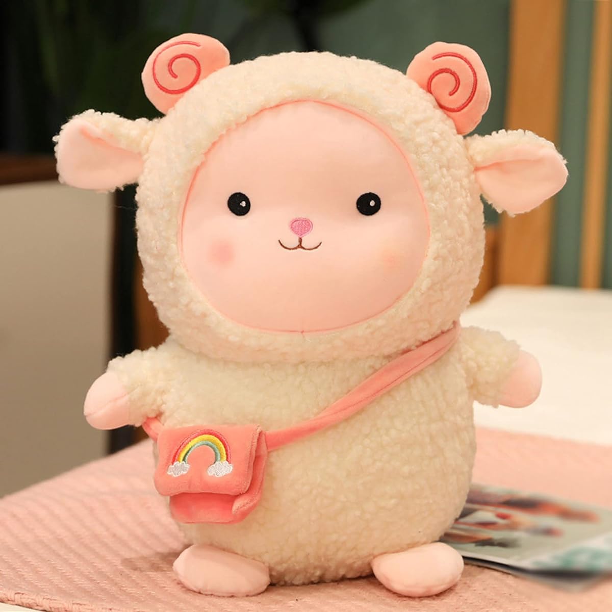 M. ASSOLATO stuffed animal hug pillow white toy long pillow animal pig cute fluffy soft cushion healing celebration gift store decoration gift for girlfriend boyfriend 70cm nap pillow doll girl sleepy present