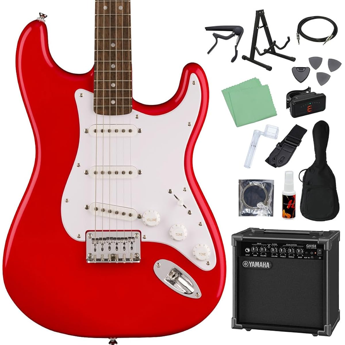 Squier by Fender SONIC STRATOCASTER HT Torino Red 14-piece electric guitar beginner set [with GA15II] Stratocaster Hardtail Squier/Squier