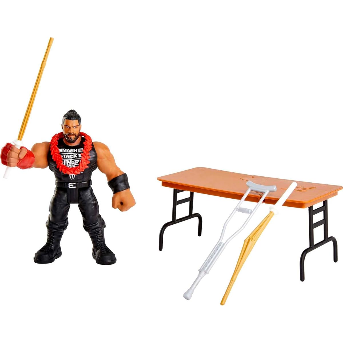 Mattel WWE Roman Reigns Bend 'N Bash Stretch Action Figure with Accessories 5.5"