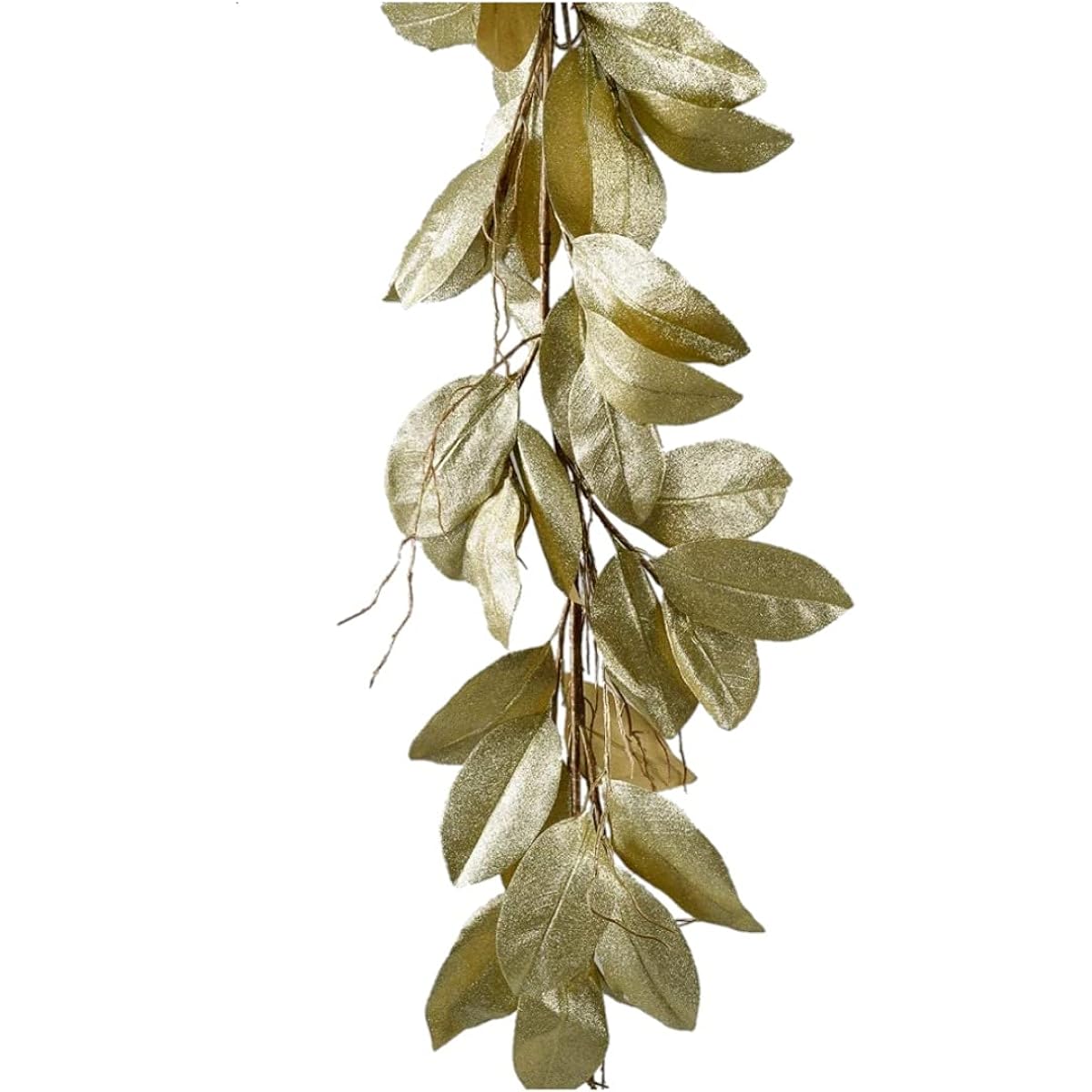 Serene Spaces Living 55" Long Glitter Gold Magnolia Leaf Garland Perfect for Wedding and Store Displays, Window Sills, Fall Decor, and Holiday Decorations