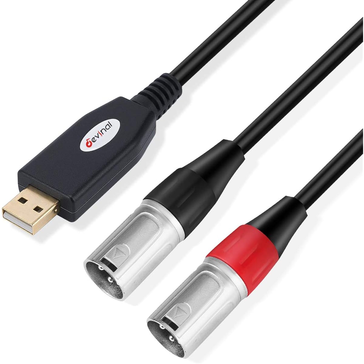 Devinal USB to XLR Audio Cable USB to Dual XLR Male Output Cord PC USB to Stereo Audio Cable Converter for Amplifier, Speakers, etc. 10ft
