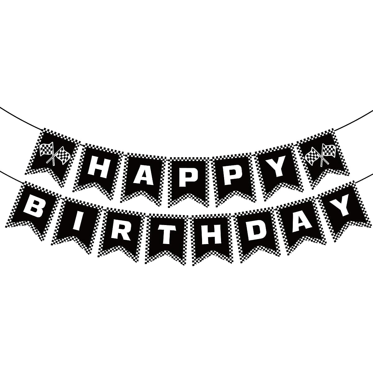 BIEUFBJI Race Car Birthday Banner Checkerboard Happy Birthday Banner Race Car Party Decorations Racing Theme Party Boys Racing Themed Birthday Decorations