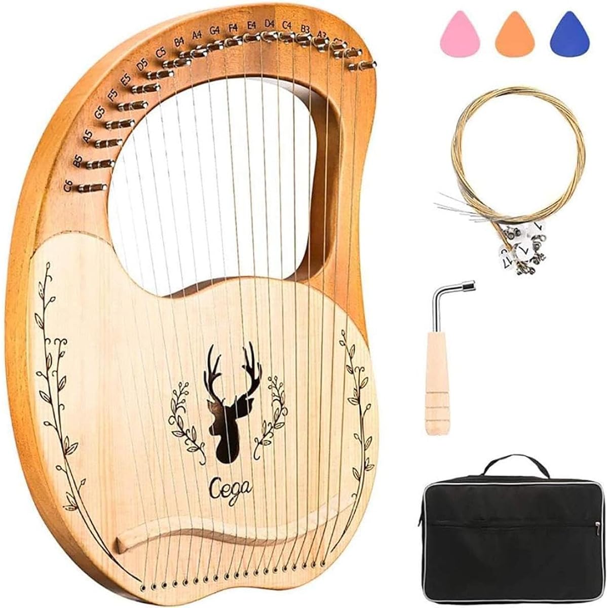 Lyre Harp Metal String 19 String Wooden Lyre Harp