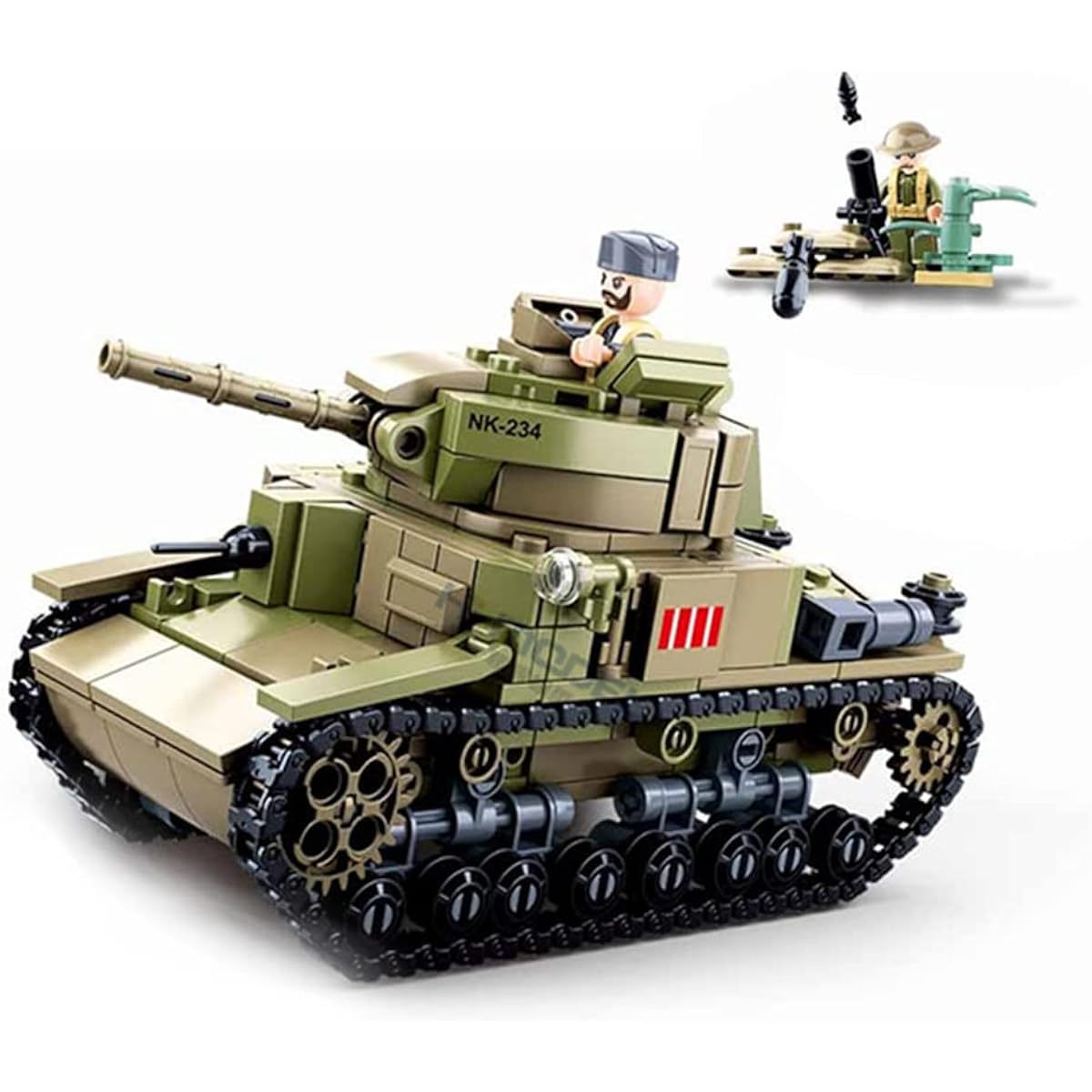 DAHONPA M13/40 Tank Army Building Blocks (463 Pieces) WW2 Military History Collection Model with 2 Soldier Figures Toy Gift for Kids and Adults