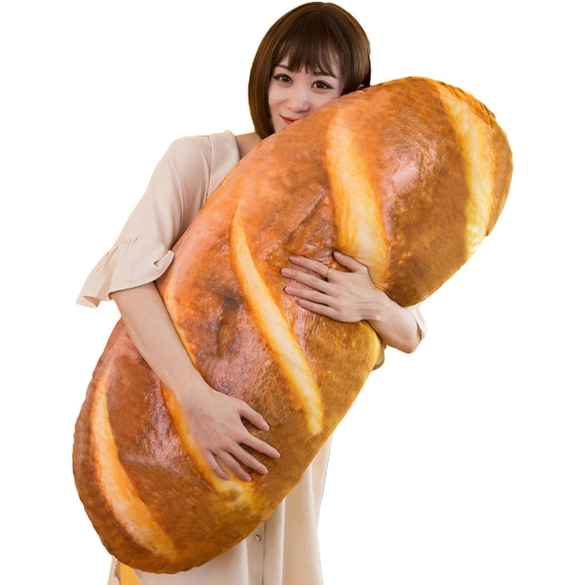 Levenkeness 3D Simulation Bread Plush Pillow Soft Butter Toast Bread Food Pillow Lumbar Back Cushion Stuffed Animal Home Decor 39.3inch