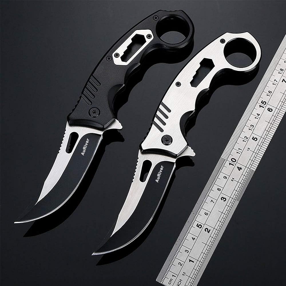 Karambit Knife Camping Knife Folding Aluminum Handle Stainless Steel Outdoor Knife