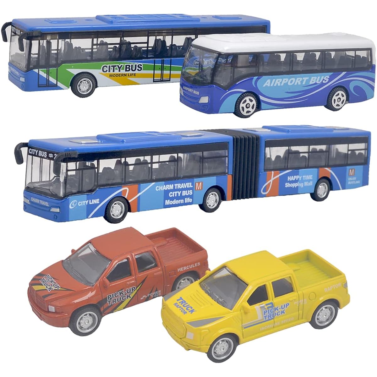 Ailejia Set of 5 Die Cast Metal Toy Vehicles New York City Buses and Vehicles for Boys/Girls Birthday Gift