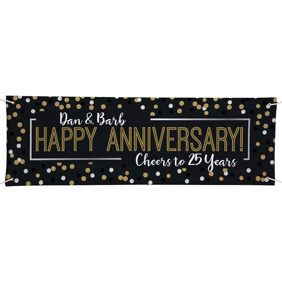 Let's Make Memories Personalized Celebration Banner - Party Banner - Customized Banner - Black and Gold Party Decorations - 6 Feet Long