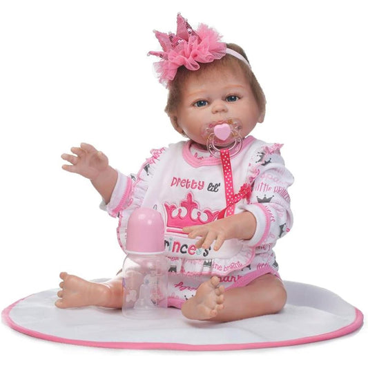 Anano Reborn Doll Silicone Full Body Girl Newborn Boy Girl Doll Twin Doll Realistic Reborn Doll with Open Eyes Realistic Reborn Doll Realistic Appearance Doll (Girl Doll)