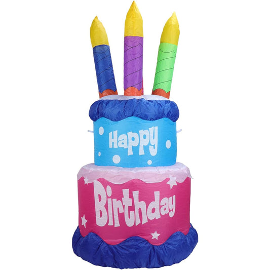 Vigdur Inflatable - Yard Decorations Happy Birthday Cake with Candles and Lights Blow Up Party Decorations for Indoor Home Celebration Garden