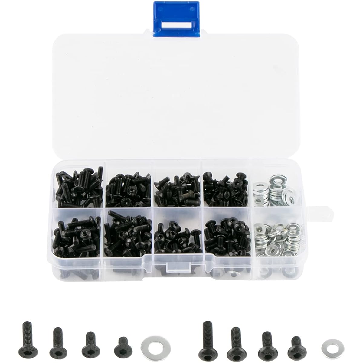 Universal RC Screw Kit RC Repair Tool Kit M3 M4 Washer Hardware Fasteners Compatible with HSP Traxxas Axial Redcat HPI Arrma Losi 1/8 1/10 RC Car