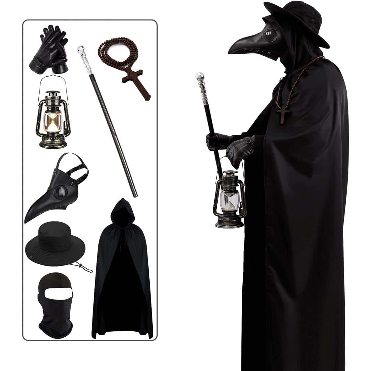 WETRBWEH Men's Scary Halloween Costume Plague Doctor Costume Plague Doctor Mask Party Prom Gift