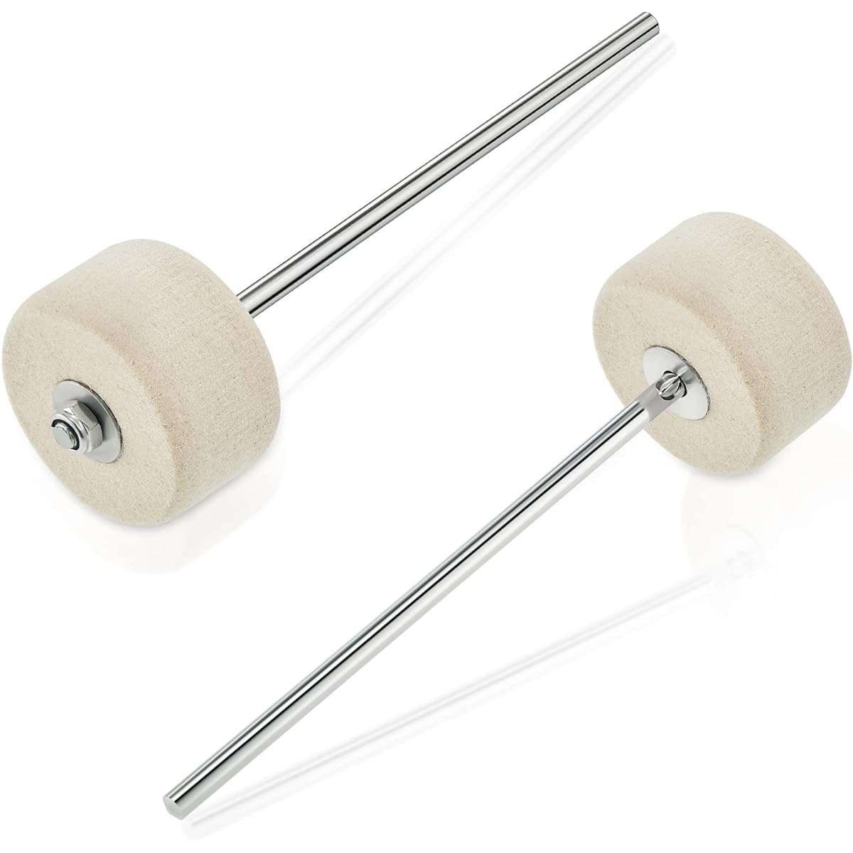 2 Piece White Felt Bass Drum Beater Set Kick Drum Foot Pedal Beater Drum Accessories Parts for Kick Drum Pedal