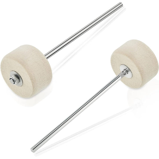 2 Piece White Felt Bass Drum Beater Set Kick Drum Foot Pedal Beater Drum Accessories Parts for Kick Drum Pedal