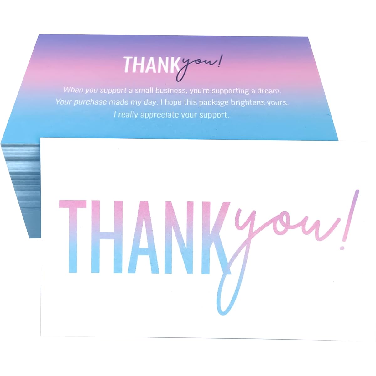 RXBC2011 Thank You for Your Order Cards Packaging Inserts for Online Business 100 Pack Color Gradient Blue