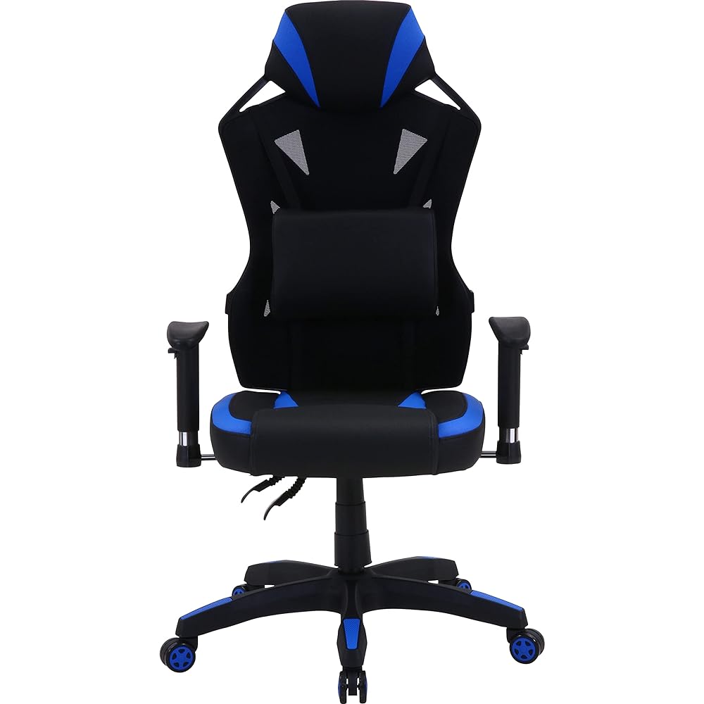 Fuji Boeki Gaming Chair Personal Chair Width 68.5 x Depth 65.5 x Height 118~125.5cm Blue Mesh Rotating Reclining Rays 19428
