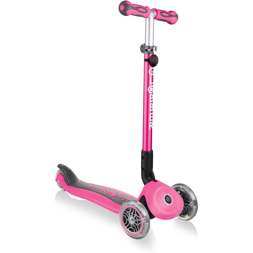 GLOBBER Kickboard, 3 wheels, for children from 1 year old, adjustable height, outdoor play, exercise, play, kick scooter, go up/deep pink WLGB644110
