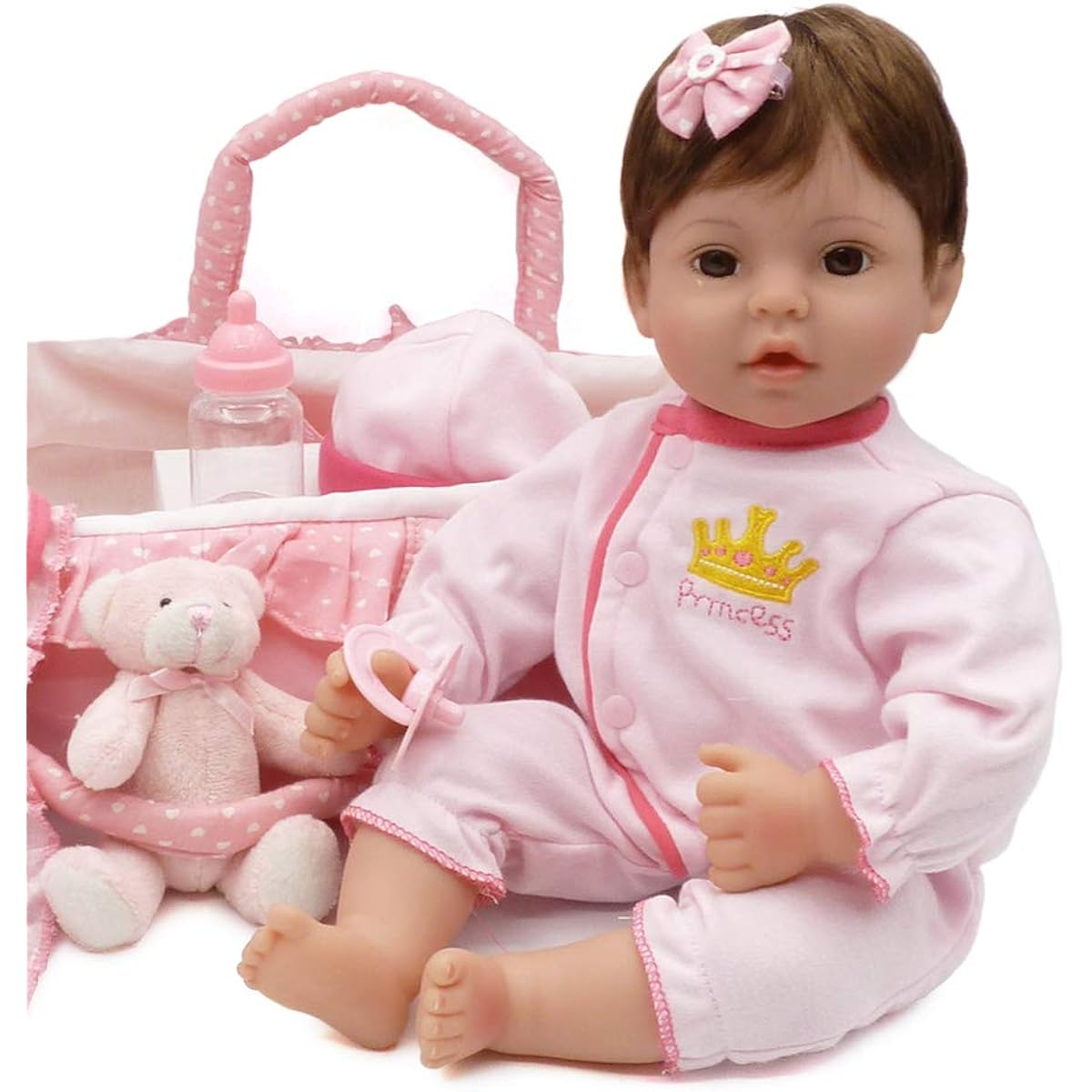 CHAREX Reborn Baby Doll, Handmade Lifelike Reborn Doll Toddler Doll, 18" Weighted Realistic Girl Doll, Soft Body Toy Gift Set for Ages 3+