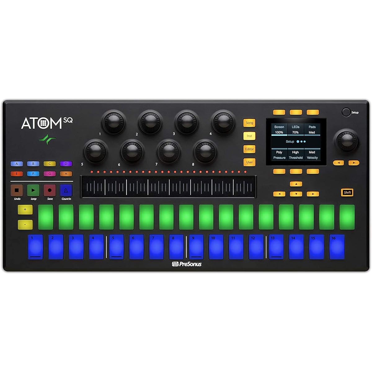PreSonus ATOM SQ Hybrid Controller Velocity Sensitive/Pressure Sensitive RGB LED 32 Pads Ableton Live Lite, Studio One Artist Bundle