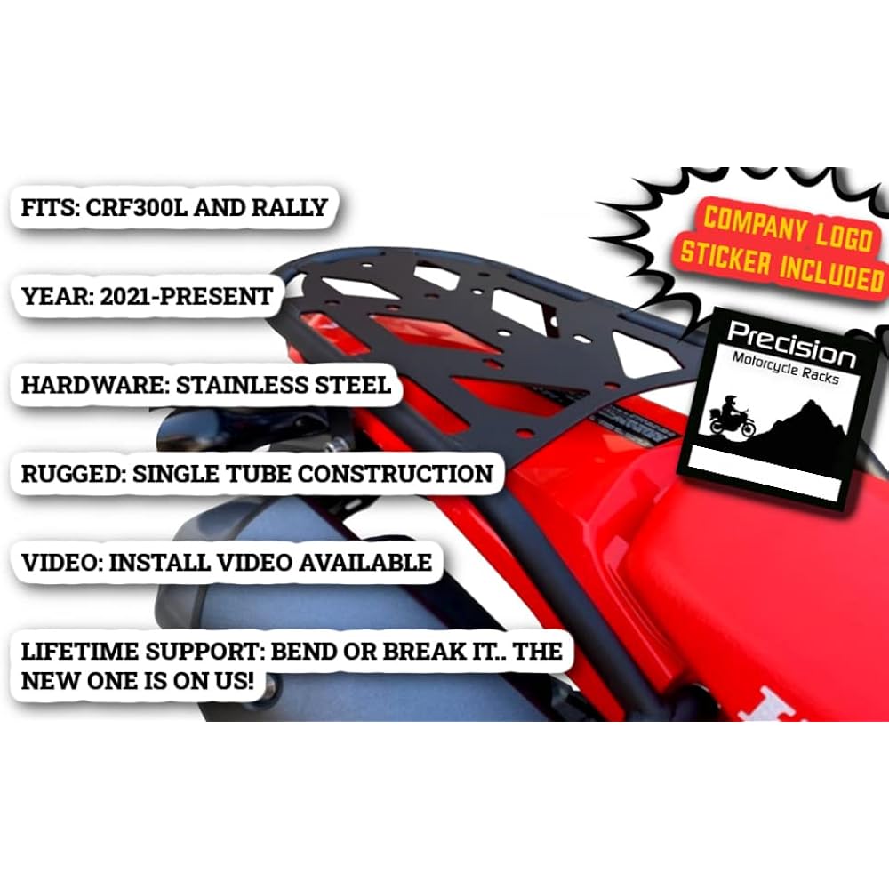 PMRACKS CRF300L Rally Rear Luggage Rack (2021-Present) Honda CRF 300L CRF Rally 2021 2022 Cargo Carrier