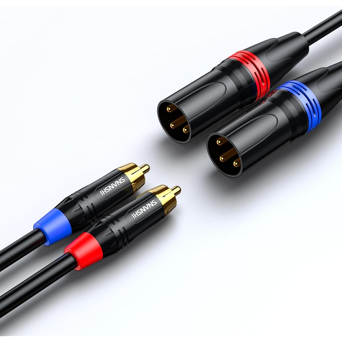SNANSHI RCA to XLR Cable 6.6ft Heavy Duty Dual XLR Male to Dual RCA Male Cable XLR to RCA Stereo Audio Cable Gold Plated Plug Double Shield for Amplifier Mixer Microphone