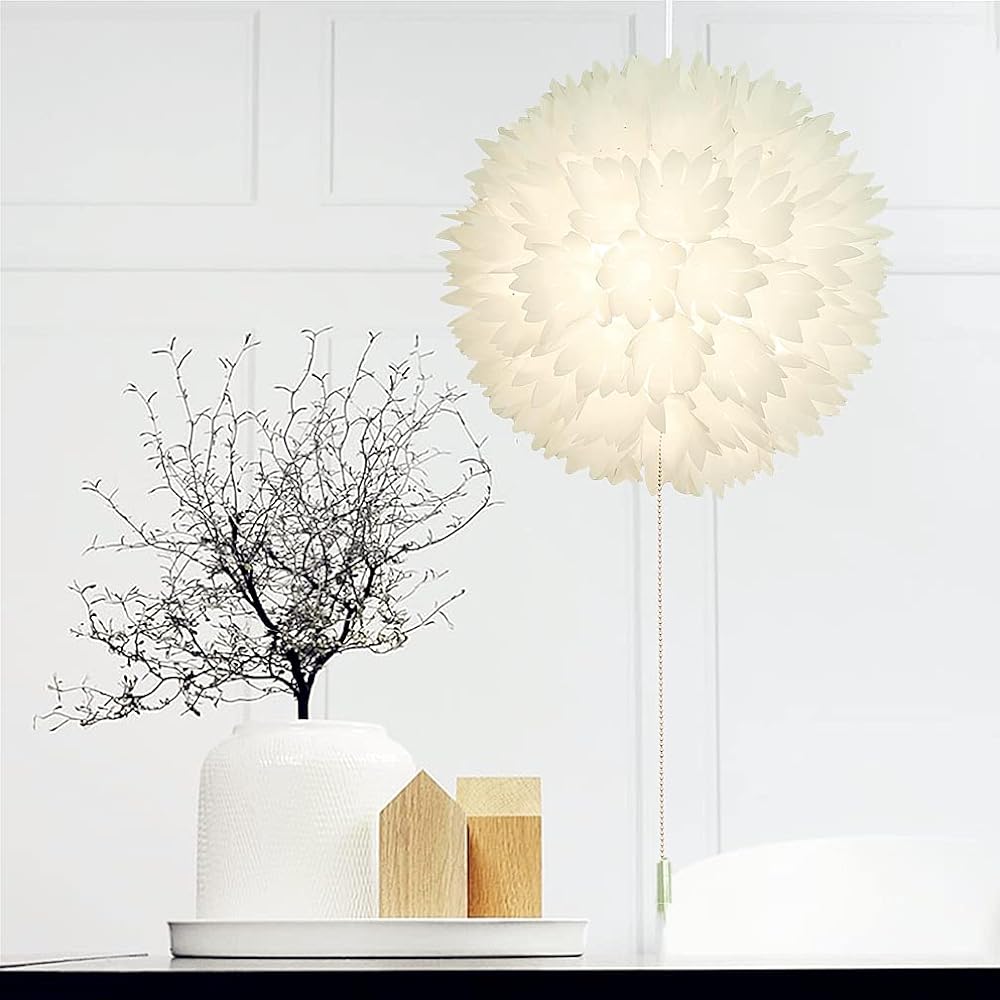 Japanese Style Pendant Light, Stylish Hanging Light, Scandinavian Ceiling Light Fixture E26 with LED Bulb, Living Room, Dining Room, Japanese Room Lighting, Night Light Included, Comes with a Pull Switch
