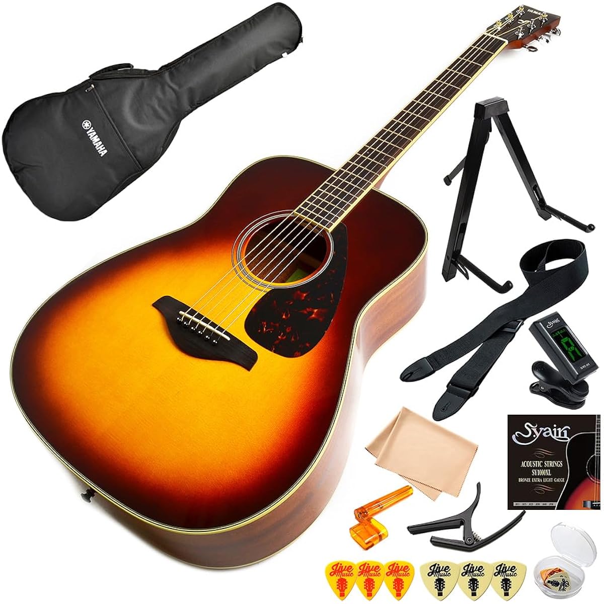 Acoustic Guitar Beginner Set YAMAHA FG820 BS Yamaha Acoustic Guitar Introduction 11 Pieces Brown Sunburst