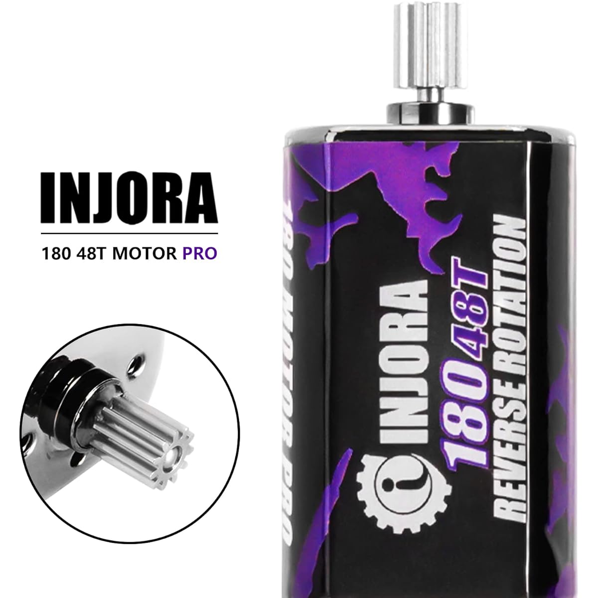 INJORA 180 Pro 48T Motor and Transmission Gearbox with Stock Steel Gears for 1/18 TRX4M Upgrade Parts (Black)