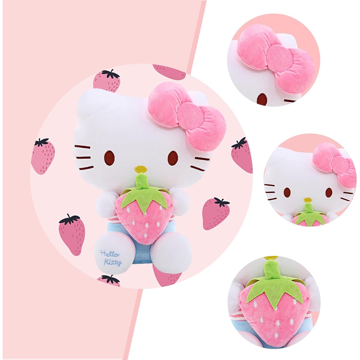 Kitten stuffed animal, cute cartoon kitten stuffed animal, cute kitten stuffed pillow, birthday gift for girls (strawberry)