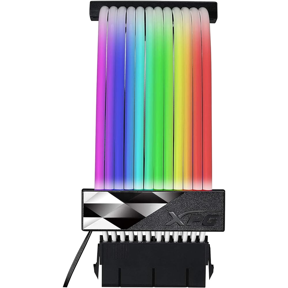 XPG PRIME ARGB EXTENSION CABLE - MB 24pin power extension cable [Equipped with 36 addressable RGB LEDs] ARGBEXCABLE-MB-BKCWW-A