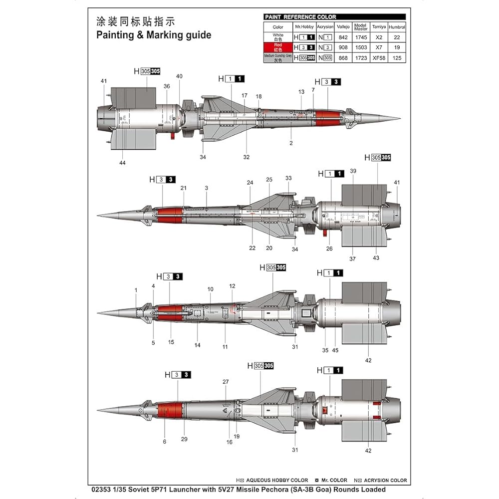Trumpeter 1/35 Soviet Army SA-3B Air Defense Missile System/Ground Fixed Type Plastic Model 02353