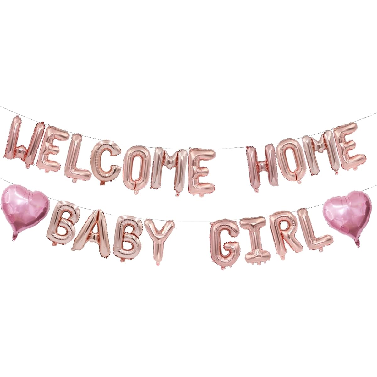 Welcome Home Baby Girl Balloon Banner Baby Shower Decorations Baby Gender Reveal Party Supplies (Rose Gold 16 Inches)